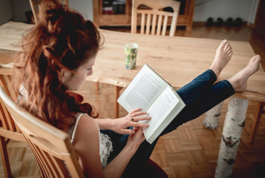 woman reading a book